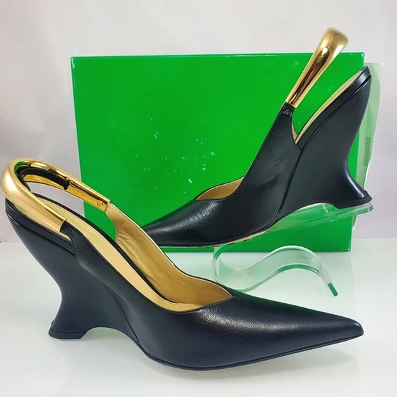 NWT$2,300 Bottega Veneta Punta Slingback Leather Wedge Pumps Sz 40.5 (10.5) - Picture 7 of 16
